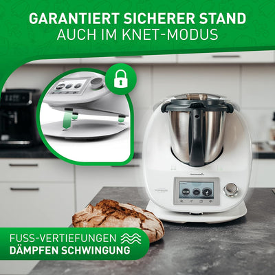 FLIPLINE Gleitbrett für Thermomix TM6 / TM5 Weiss [AirSlide] aus Mineral-Acrylstein (TEFLON-Füsse) E