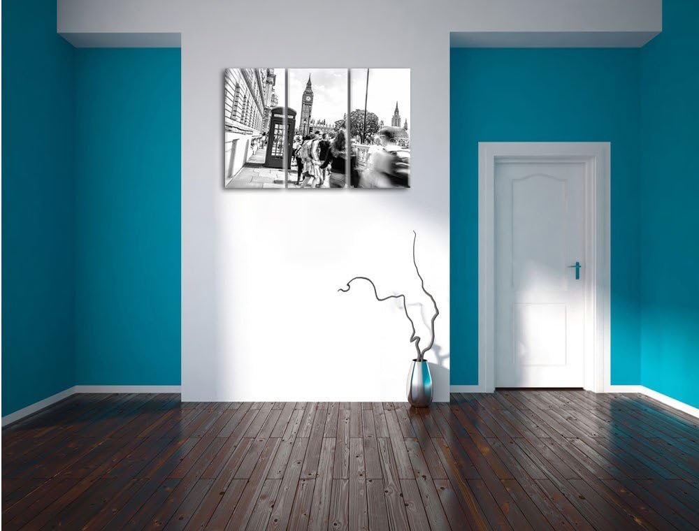 Pixxprint Telefonzelle in London als Leinwandbild/Grösse: 3 Teilig (120x80 cm) cm/Wandbild/Kunstdruc