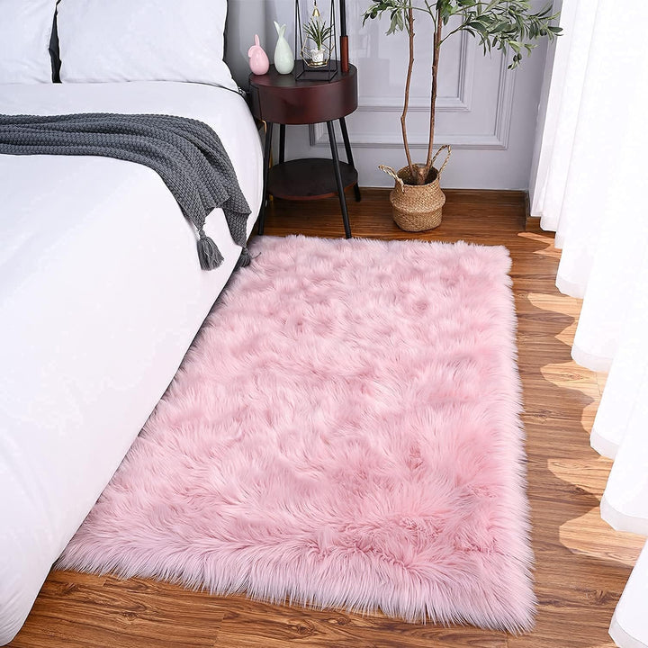 HEQUN Faux Lammfell Schaffell Teppich Kunstfell Dekofell Lammfellimitat Teppich Longhair Fell Nachah