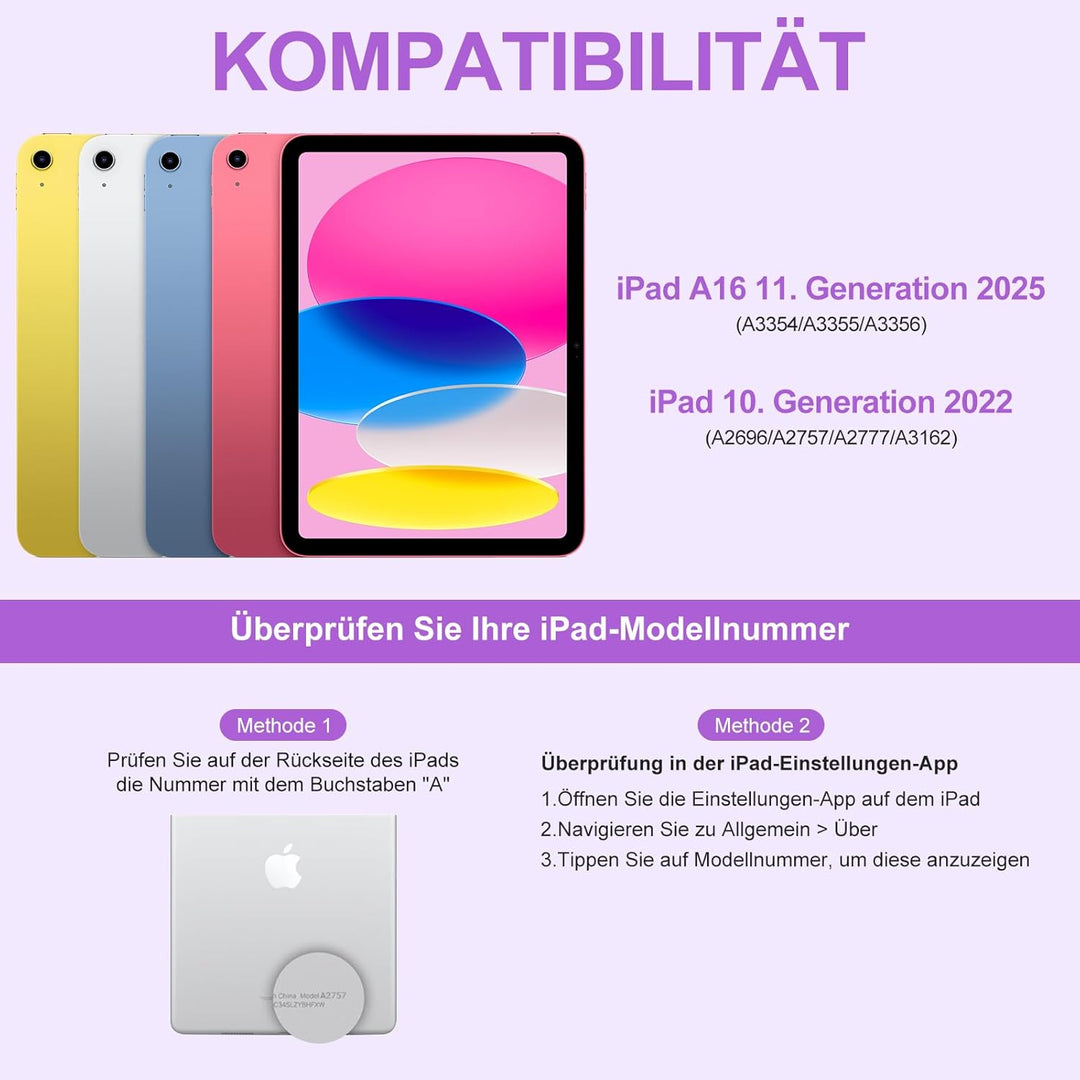 MMK Tastatur Hülle für iPad 10 Generation 10,9 Zoll 2022, 7 Farben Beleuchtung & Multi Touch Trackpa
