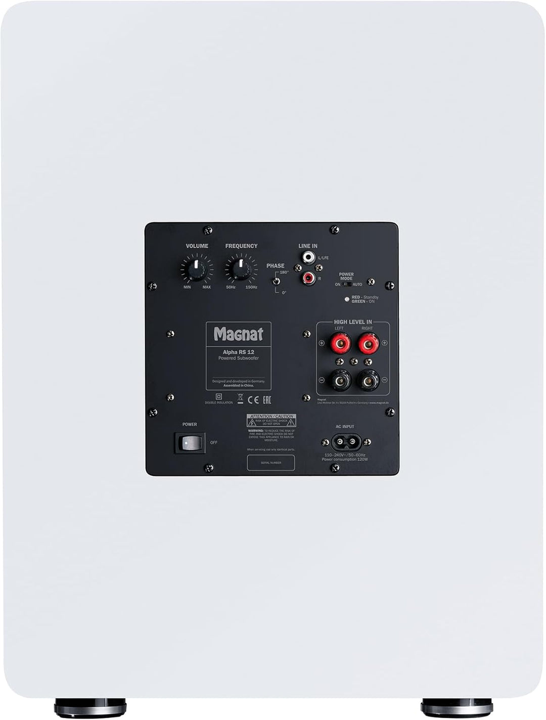 Magnat Alpha RS 12, Aktivsubwoofer mit 300 mm grosser Membran und bis zu 240 Watt Leistung Weiss, We