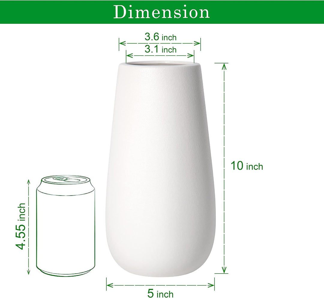 D'vine Dev 25,4 cm Elegante ovale Keramikvase für Blumen Home Decor Vase mit Design Box Schneeweiss
