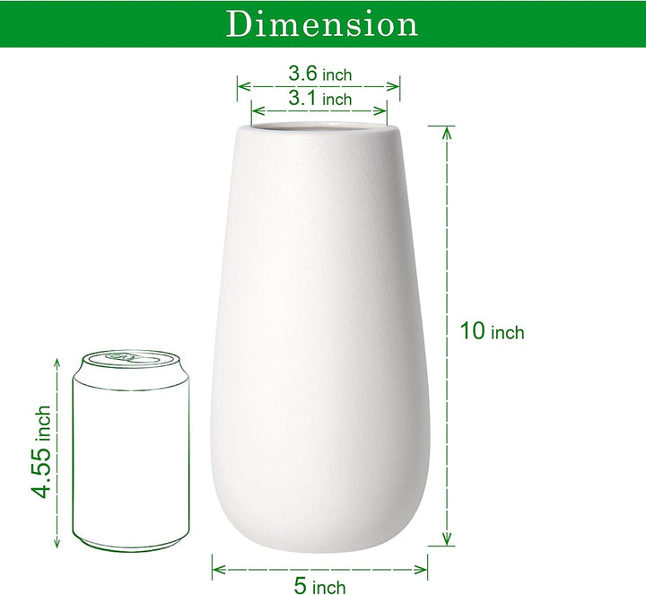 D'vine Dev 25,4 cm Elegante ovale Keramikvase für Blumen Home Decor Vase mit Design Box Schneeweiss