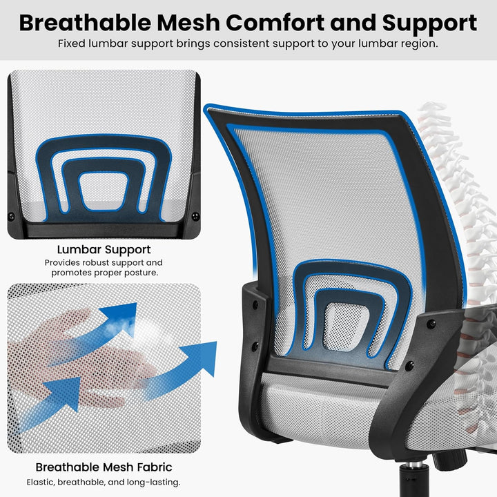Yaheetech Bürostuhl, Ergonomischer Schreibtischstuhl mit Netzbespannung und Armlehnen, Drehstuhl aus