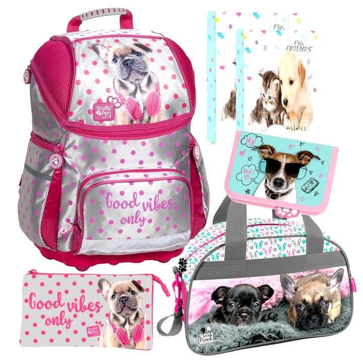 Hund Dog 4 Teile Set Schulranzen RANZEN Tasche Rucksack Tornister Schulrucksack inkl. Sticker von Ki