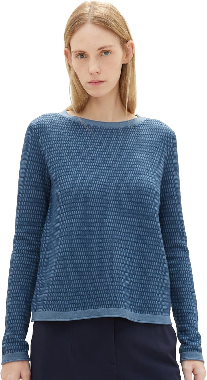 TOM TAILOR Damen Pullover, 34420 - Blue Blue Structure