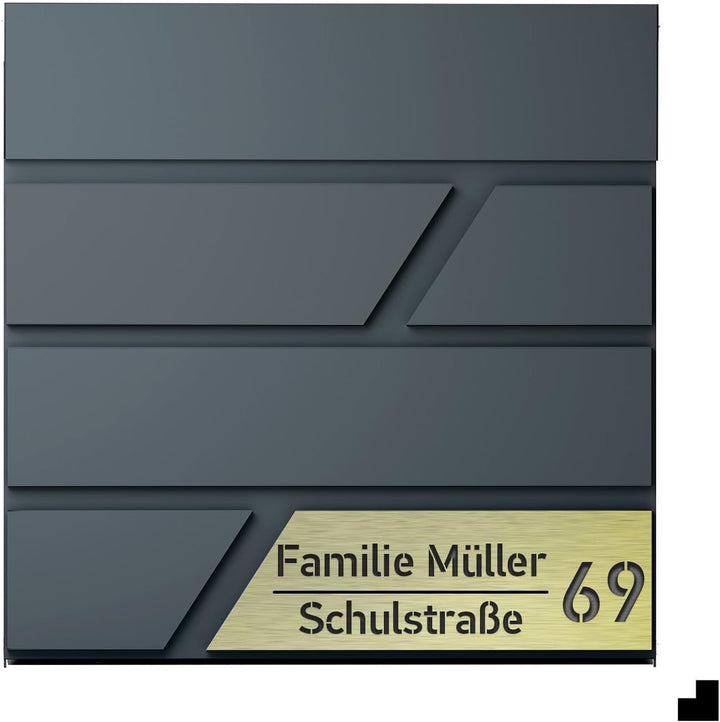 Julia Personalisierter Briefkasten Anthrazit (RAL7016) mit Zeitungsfach: Wetterbeständigkeit mit Rea