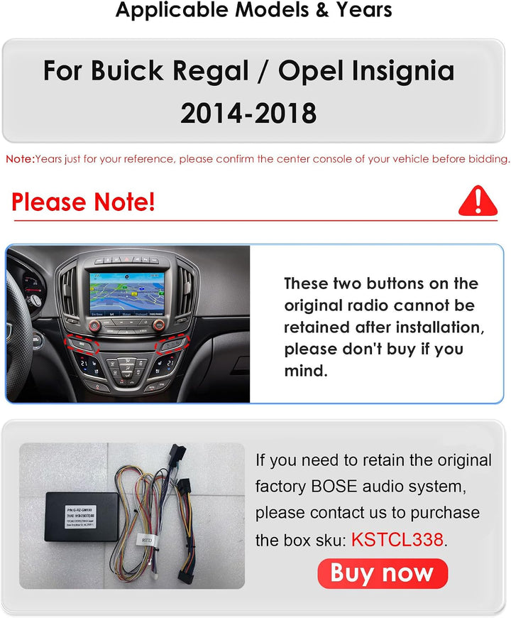 Android 14 9.7 Zoll-Autoradio Vertikaler Bildschirm für Buick Regal for Opel Insignia 2014-2018 unte
