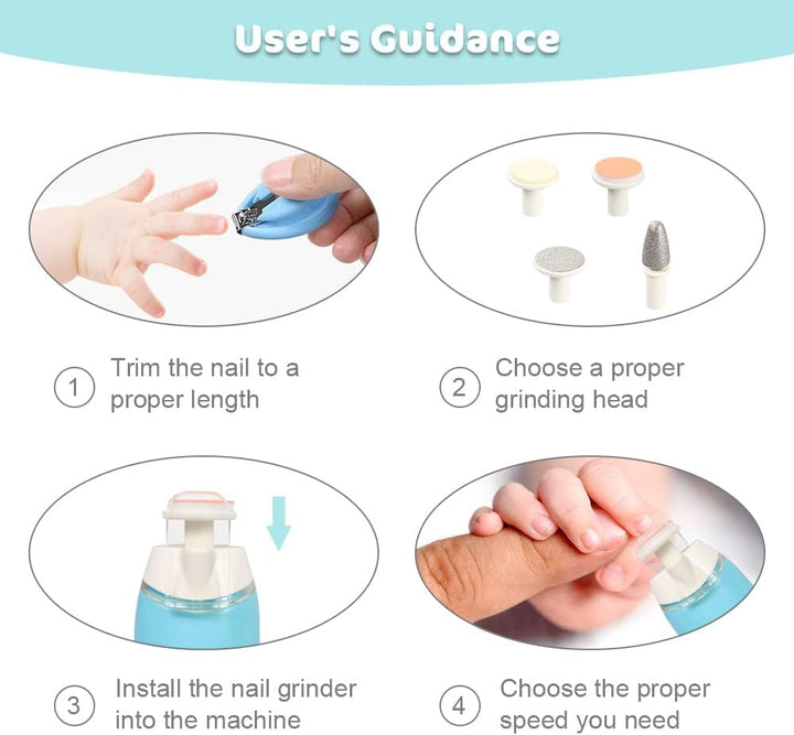 Vicloon Elektrische Baby Nagelfeile,12 in 1 Nagelpflege Nageltrimmer mit Ersatz-Aufsätzen und USB-La