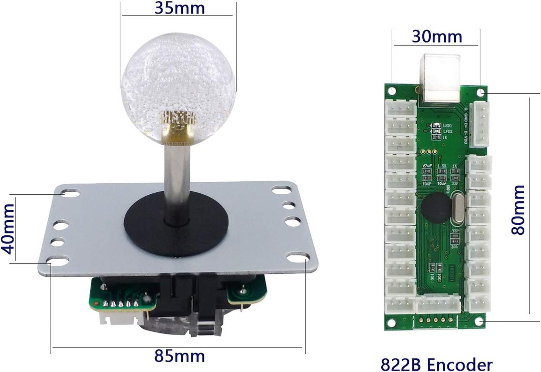 Arcade Stick DIY Kit 10x Tasten mit Logo LED MX 8 Wege Joystick USB Encoder für PC MAME Raspberry Pi