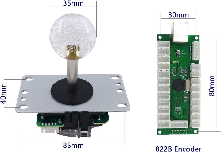 Arcade Stick DIY Kit 10x Tasten mit Logo LED MX 8 Wege Joystick USB Encoder für PC MAME Raspberry Pi