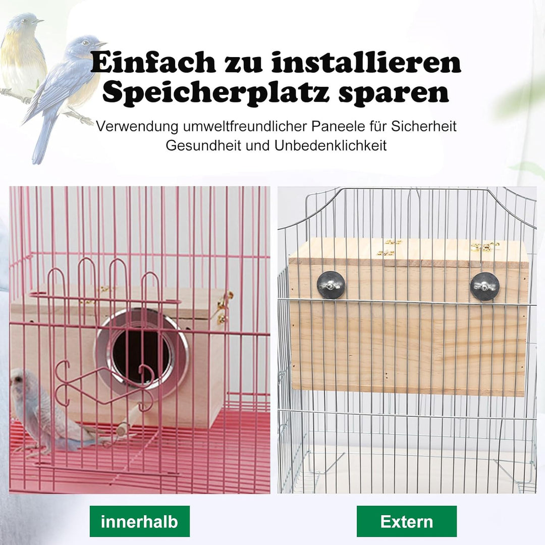 Massivholz Papagei Zucht Box Wellensittich Holz Zuchtbox Vogelzuchtbox Wellensittichhaus Sittich Nis
