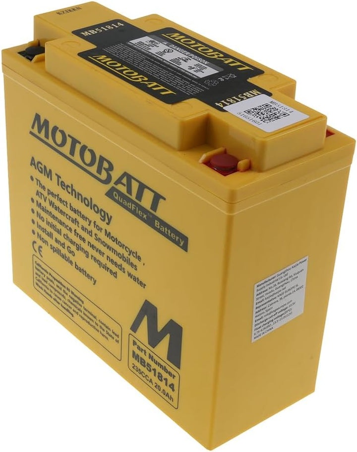 MOTOBATT Batterie 12 V 22 Ah (MB51814) [wartungsfrei & versiegelt] kompatibel für BMW K 1300 GT 2009