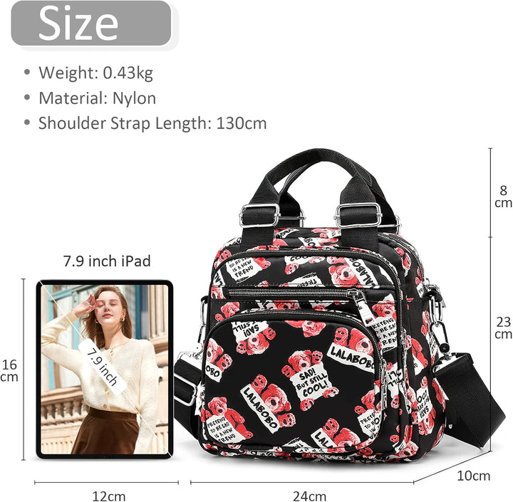 DIRRONA Mode Damen Handtasche Damen Umhängetasche Klein Rucksack Drucken Schultertaschen Multi-Tasch