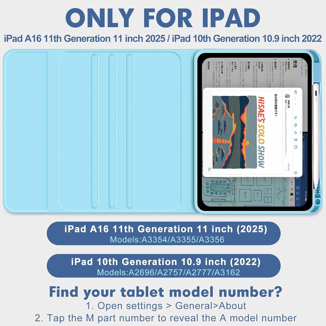 Hülle mit Tastatur für iPad A16 11. Generation 2025 / iPad 10. Generation 2022 (11/10.9 Zoll), Abneh
