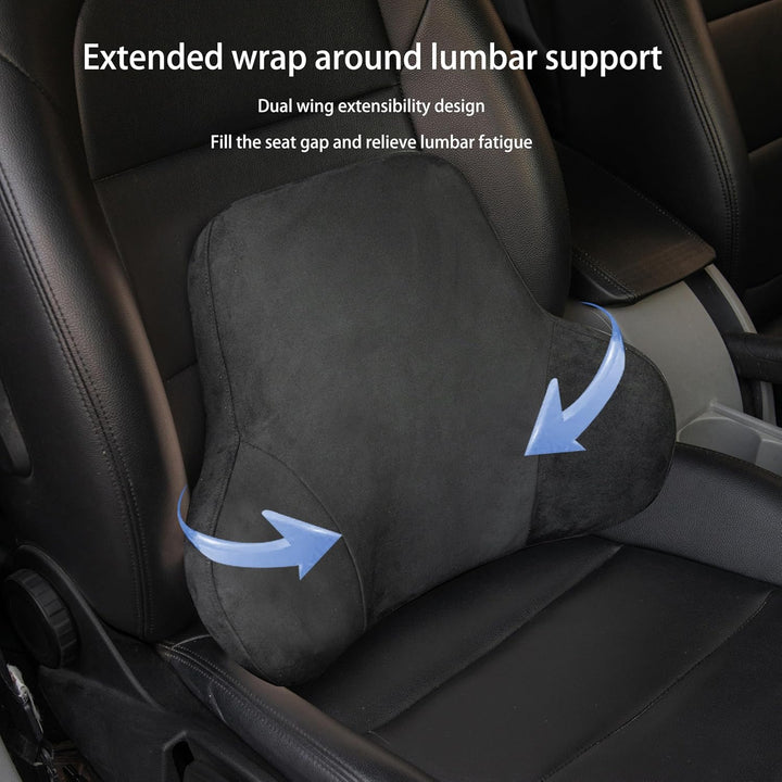 Lordosenstütze Auto Lendenkissen aus Memory-Schaum mit abnehmbarem Wildleder Veloursbezug – Ergonomi