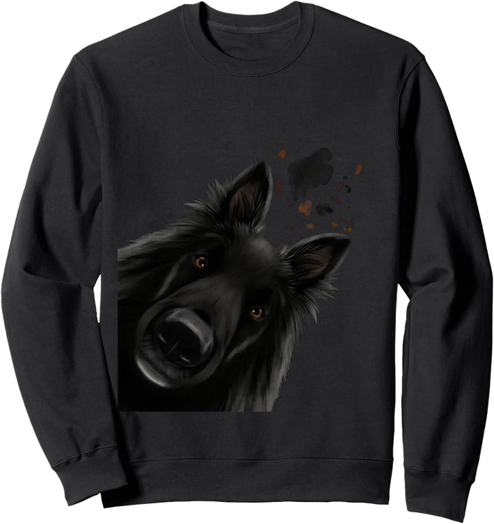 Neugieriger Hund Belgischer Schäferhund Groenendael Sweatshirt