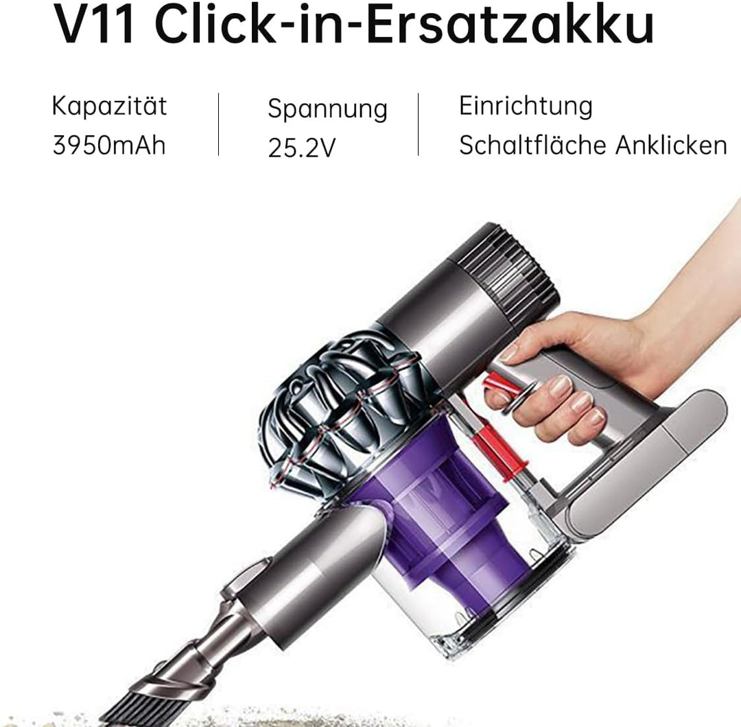 V11 SV15 SV17 Akku für Dyson, 25.2V 3950mAh V11 Ersatz Click-in Akku, kompatibel mit V11/SV15/SV17/V