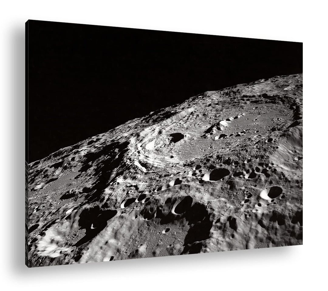 Oberfläche des Mondes Format: 80x60 als Leinwand, Motiv fertig gerahmt auf Echtholzrahmen, Hochwerti