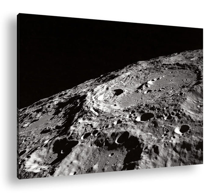 Oberfläche des Mondes Format: 80x60 als Leinwand, Motiv fertig gerahmt auf Echtholzrahmen, Hochwerti