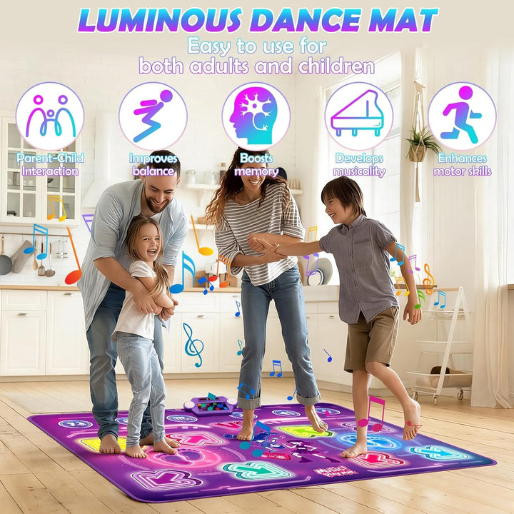 Tanzmatte Kinder, Leuchtend Tanzmatte für Kinder ab 3-12 Jahre, Musikmatte mit Bluetooth, Kindertanz