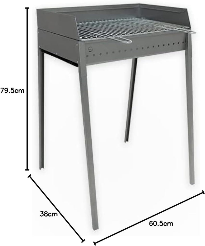 LISA Vesuvio Kohlegrill 60 x 40 cm - Aluminiumeisen - abnehmbare Füsse mit Bajonettanschluss