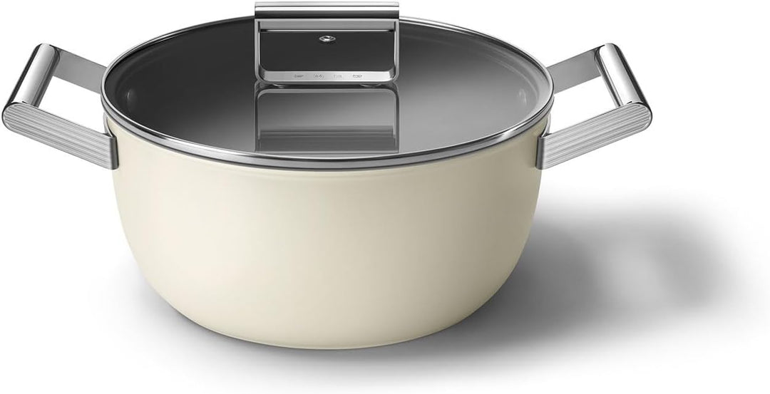 SMEG - Caçarola Alta 24cm Anni50 CKFC2411CRM 4.6 Liter Creme, 4.6 Liter Creme