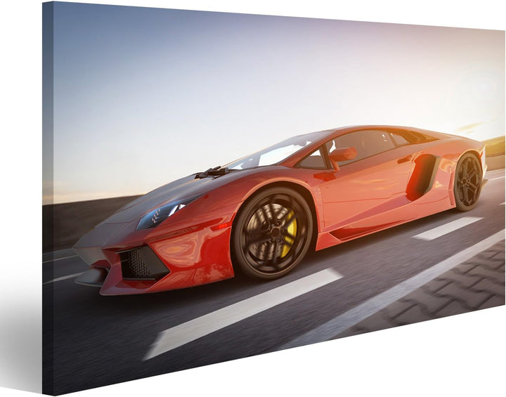 islandburner Bild auf Leinwand Rot Metallic Sportwagen Passend Ferrari Bilder Wandbilder Poster Lein