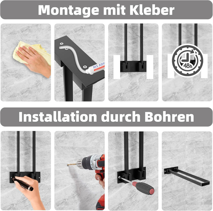 Plainshe Handtuchhalter Ohne Bohren, 40CM Edelstahl Selbstklebend Handtuchhalter Schwarz Handtuchhal