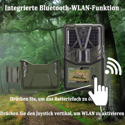 FUNKIND WiFi Wildkamera Fotofalle WLAN 30 MP 4K mit Handyübertragung App, Wildtierkamera mit Nachtsi