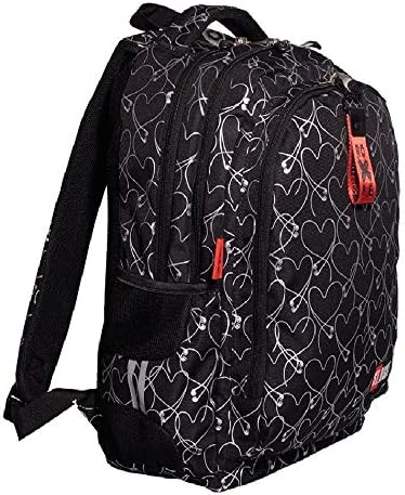 Roxie Rucksack mit Herzmotiv, 43 x 32 x 23 cm, für die Grundschule, mittelgross, für Mädchen, Schwar