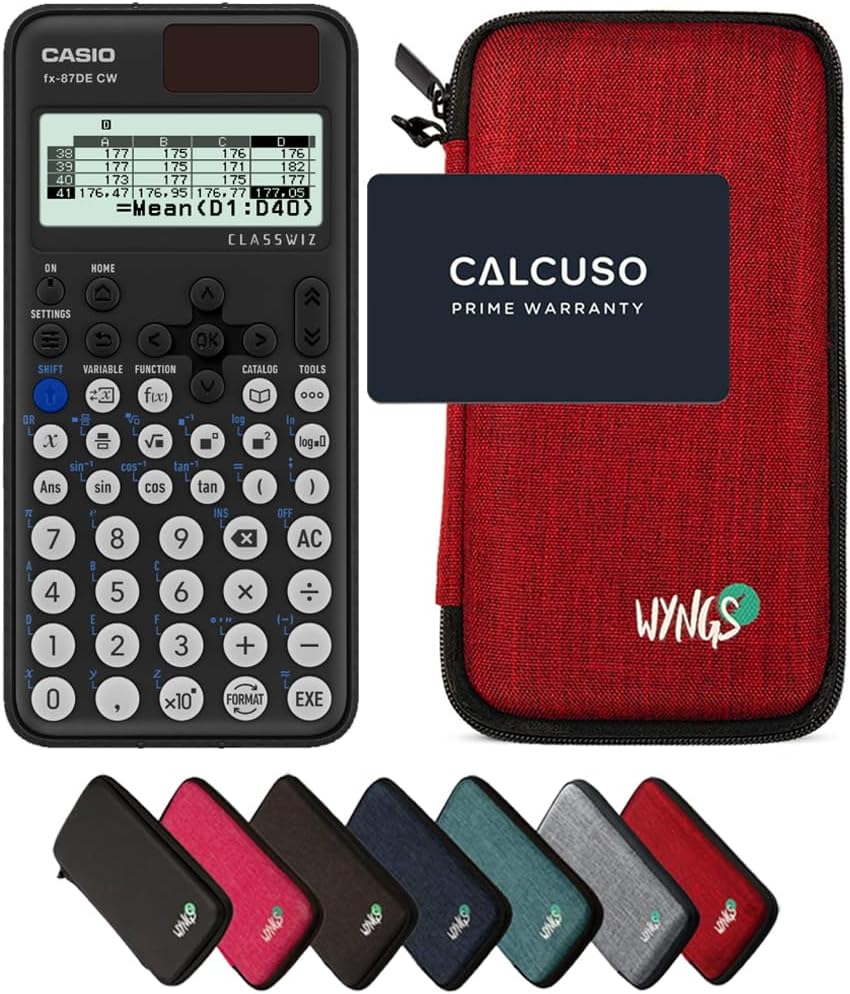 CALCUSO Sparpaket: Casio FX-87DE CW ClassWiz technisch-wissenschaftlicher Schulrechner + WYNGS Schut