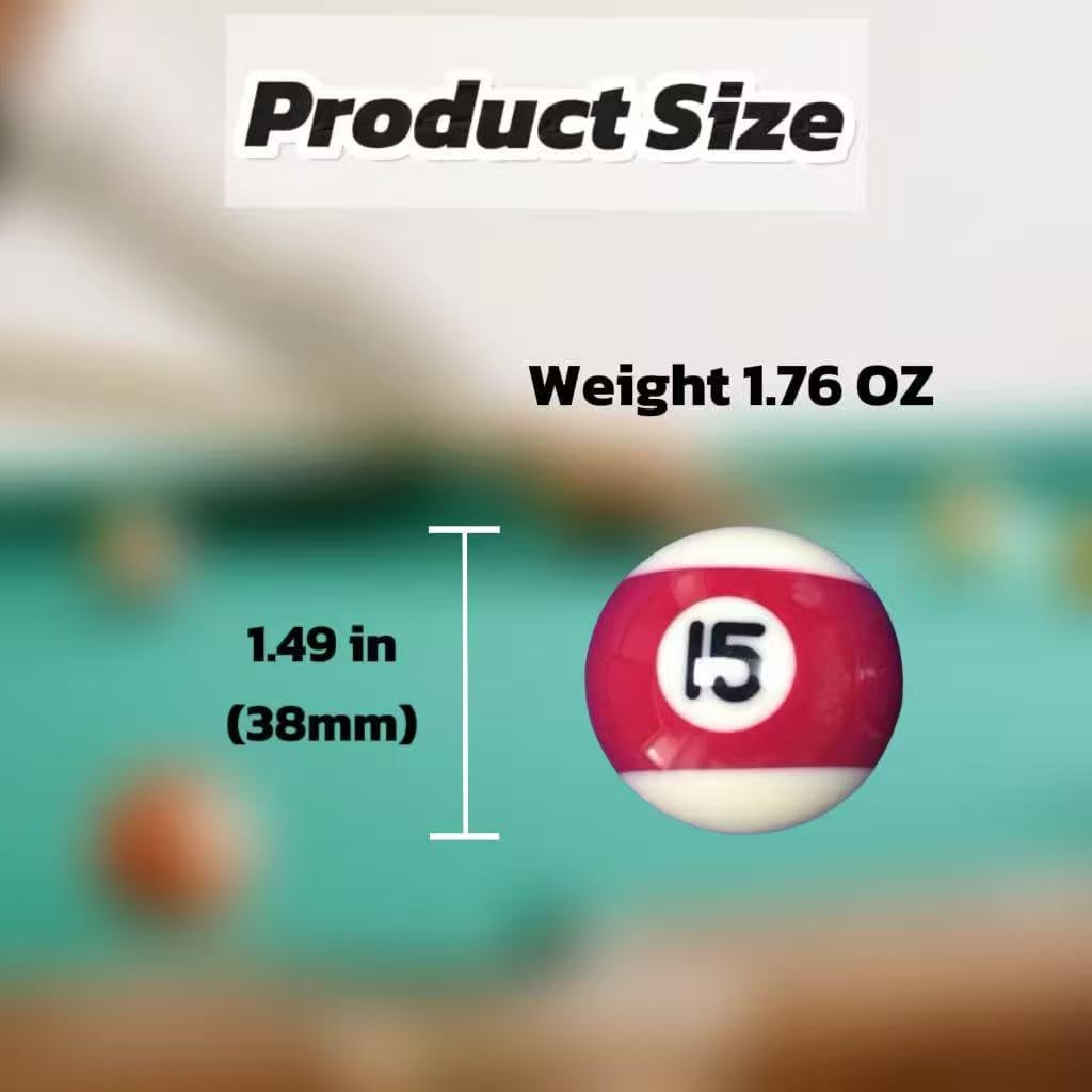 Billiard Balls Set,2-1/4" Pool Table Balls for Replacement,Pool Balls, Complete 16 Ball Set 1.5‘’(38