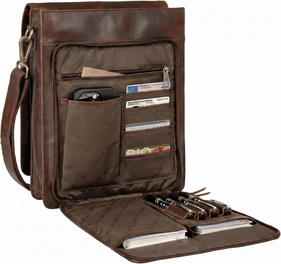 STILORD "Oxford Vintage Umhängetasche Leder Herren für 13 Zoll Tablet MacBooks und iPad Schultertasc