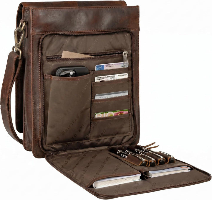 STILORD "Oxford Vintage Umhängetasche Leder Herren für 13 Zoll Tablet MacBooks und iPad Schultertasc