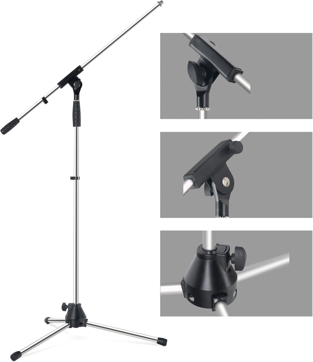 Pronomic Mikrofonständer MS-25C Pro - Dreibeinig mit Gummifüssen - Galgen in Länge und Neigung verst