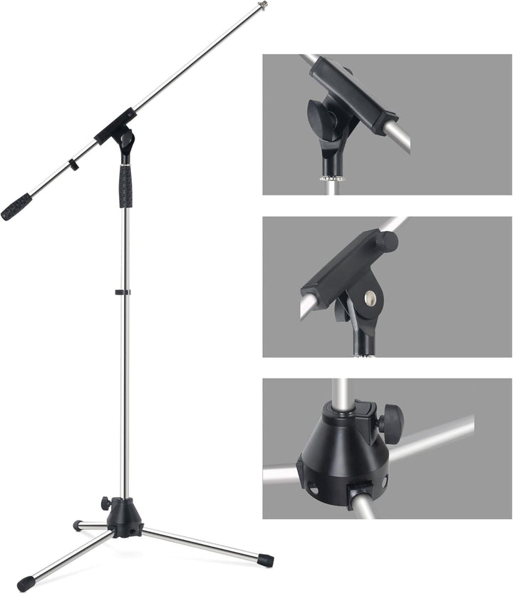 Pronomic Mikrofonständer MS-25C Pro - Dreibeinig mit Gummifüssen - Galgen in Länge und Neigung verst