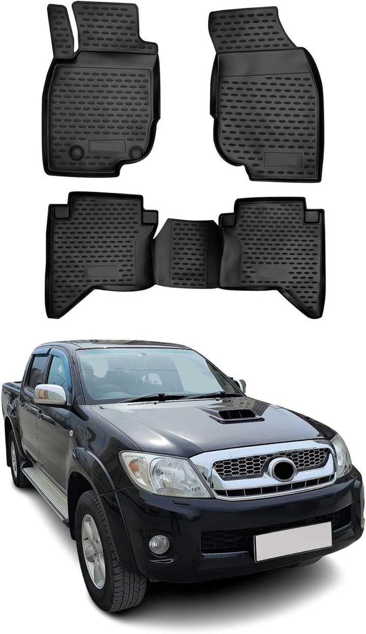 OMAC Gummimatten Fussmatten kompatibel mit Toyota Hilux 2011-2015 TPE Automatten Schwarz 4X Fussmatt