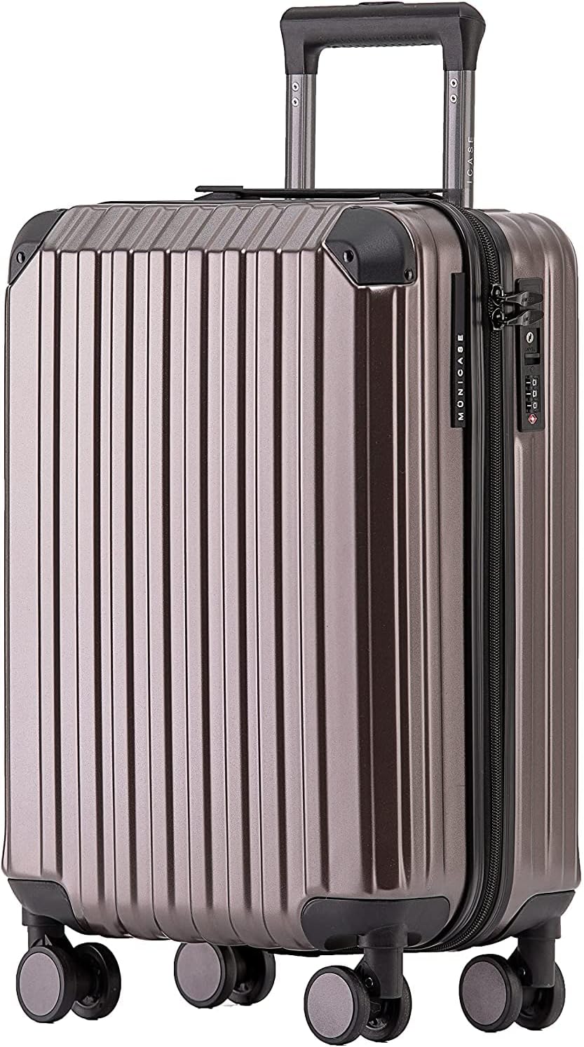 Münicase M816 TSA-Schloss Koffer Reisekoffer Trolley Kofferset Hardschale Boardcase (Coffee, Kleiner