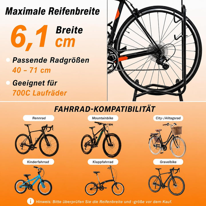 hotsizz 3-in-1 Fahrradständer Boden Geeignet für Räder bis 70 cm / 27,5 Zoll Horizontal und vertikal