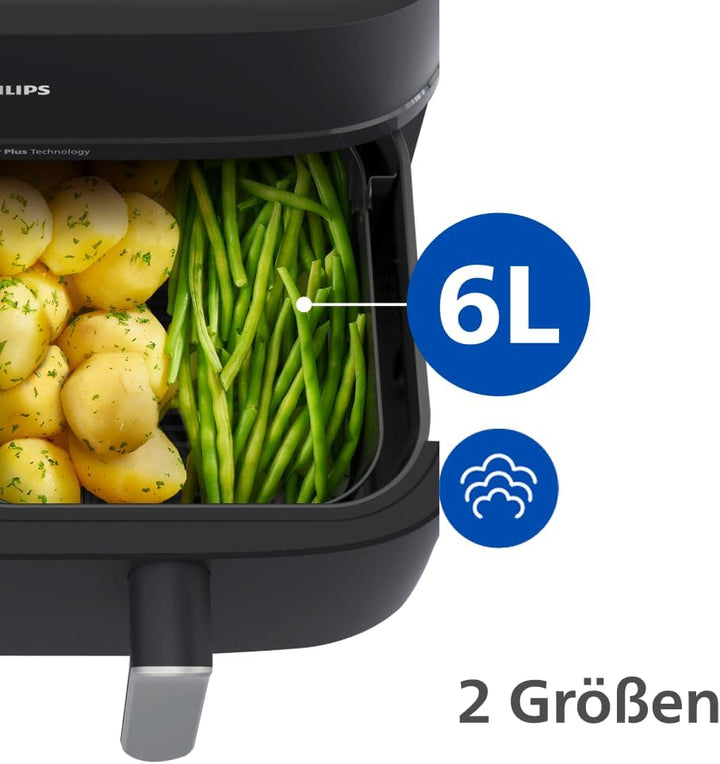 Philips Steam Airfryer 5000 Series Dual Basket Heissluftfritteuse mit Dampfgar-Funktion & 2 Körben –