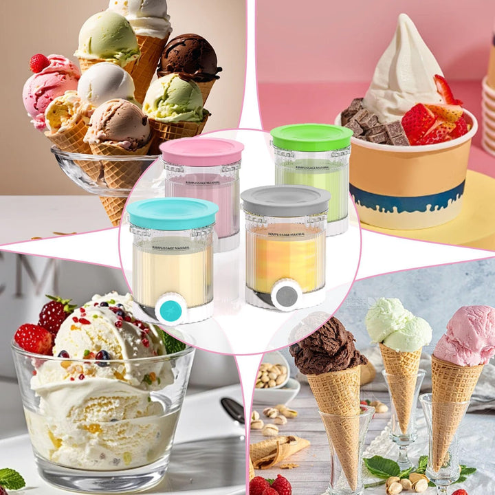 4 Stück für Ninja Swirl Creami Behälter 480ml,für Ninja Eismaschine für NC700 NC701EU Serie,BPA-frei