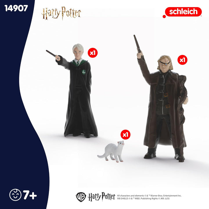 schleich Harry Potter | Mad-Eye Moody & Draco Malfoy mit Frettchen 14907 | 2 bewegliche Figuren & Ti