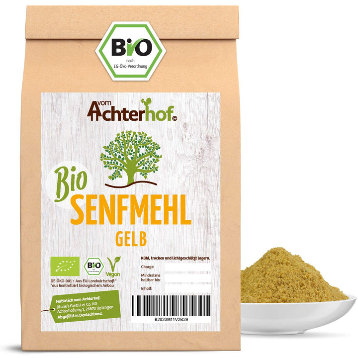 BIO Senfmehl (1kg) Senfsaat gelb gemahlen, teilentölt zur Senfherstellung Senfpulver vom-Achterhof 1