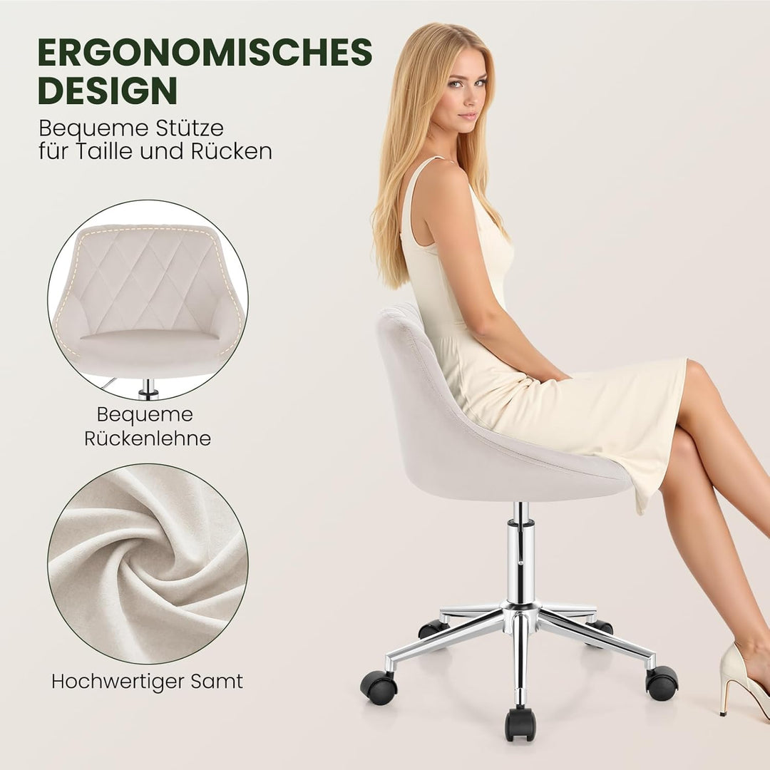 EUGAD Schminkstuhl, Homeoffice Stuhl, Schreibtischstuhl, Kosmetikhocker, Bürostuhl Kinder, höhenvers
