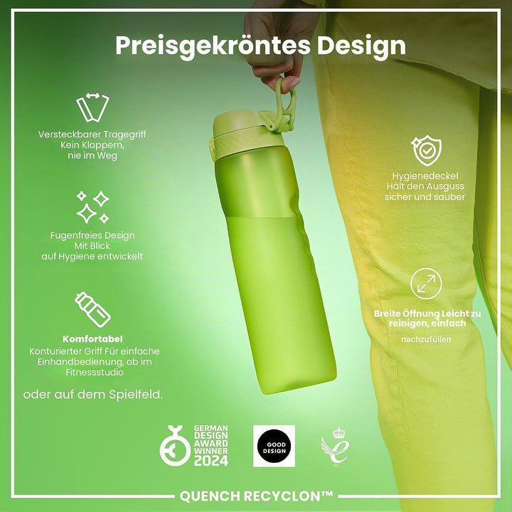 ION8 1 Liter Trinkflasche, 1000ml, Auslaufsicher, Einhandöffnung, Sichere Verriegelung, Spülmaschine