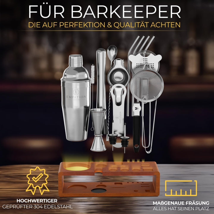 EMPATION Cocktail Set, 700ml Cobbler Cocktail Shaker aus Edelstahl, sicheres Ausgiessen &amp; kein Versc