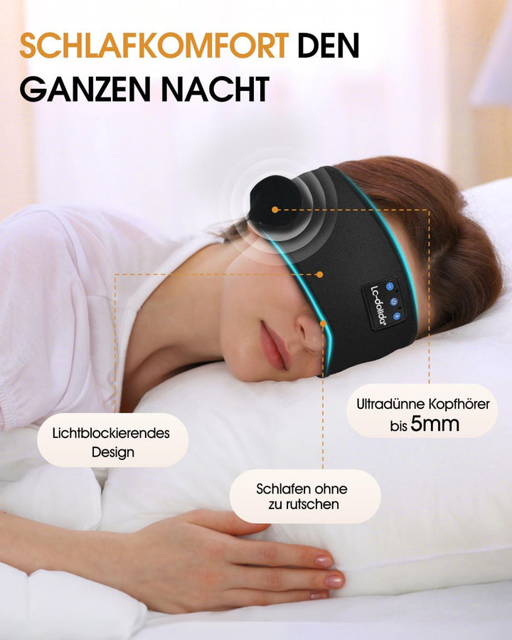 LC-dolida Schlafkopfhörer Bluetooth 5.4, Schlaf Kopfhörer Seitenschläfer Stirnband Kopfhörer Headban