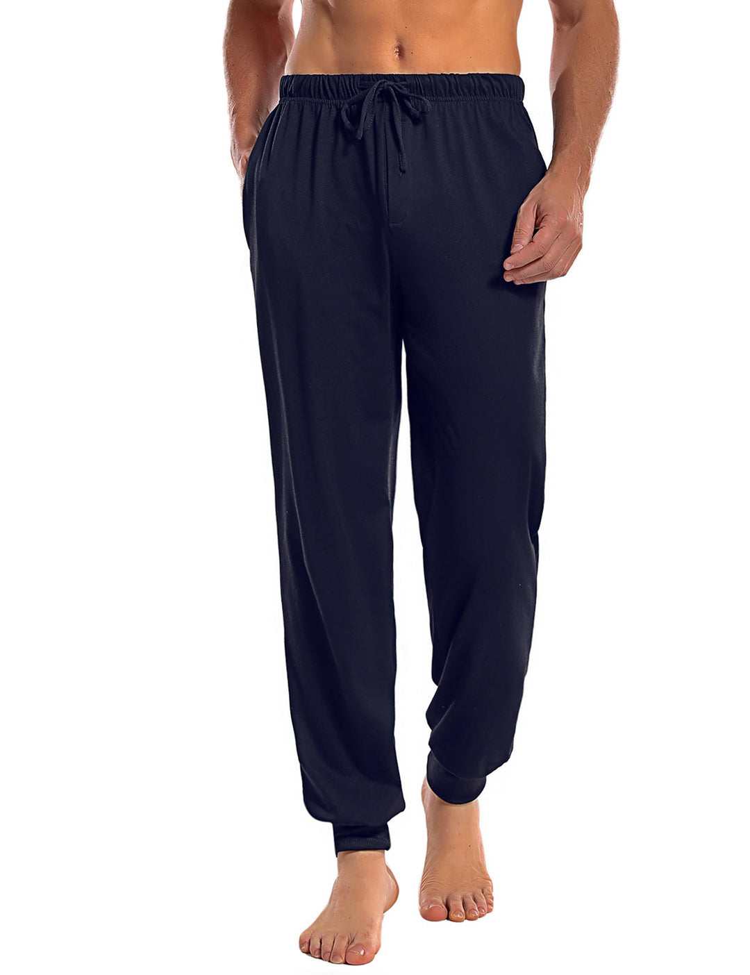 Marvmys Schlafanzughose Herren Lang mit Bündchen Einfarbige Pyjamahose für Männer Schlafhose Haushos