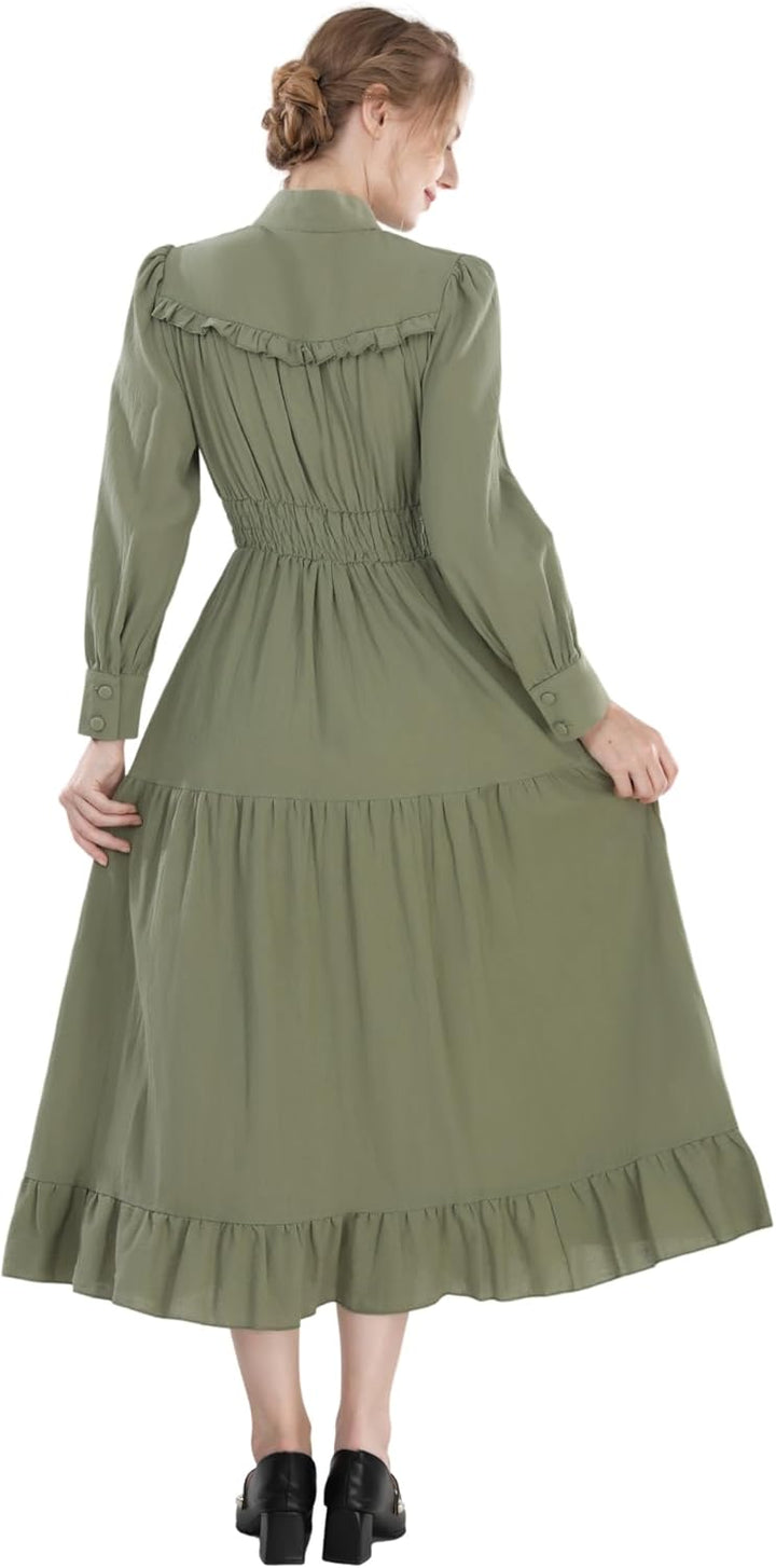 FCCAM Renaissance Kleid Mittelalter Kleidung Damen Vintage Kleider Damen Kleid Langarm Viktorianisch